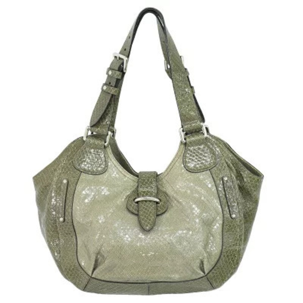 Celine Python Leather Shoulder Bag Tote Gray